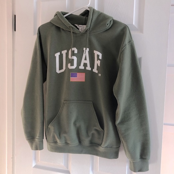 Topshop Green USAF Hoodie - Picture 1 of 2